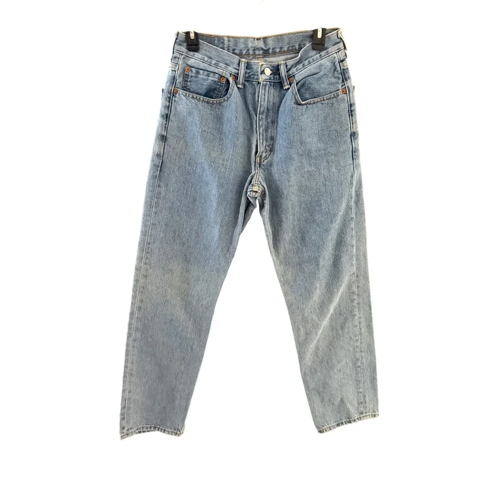 Levis 550 Vintage Relaxed Fit Tapered Leg Light Wash Blue Denim Jeans Mens 31x32